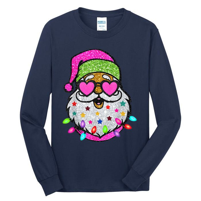 Funny Santa With Sunglasses Christmas Pink Tall Long Sleeve T-Shirt