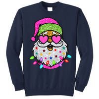 Funny Santa With Sunglasses Christmas Pink Tall Sweatshirt