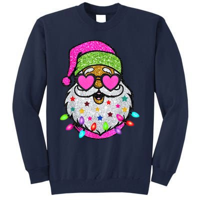 Funny Santa With Sunglasses Christmas Pink Tall Sweatshirt