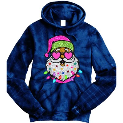 Funny Santa With Sunglasses Christmas Pink Tie Dye Hoodie