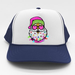 Funny Santa With Sunglasses Christmas Pink Trucker Hat