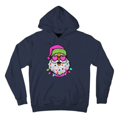 Funny Santa With Sunglasses Christmas Pink Tall Hoodie