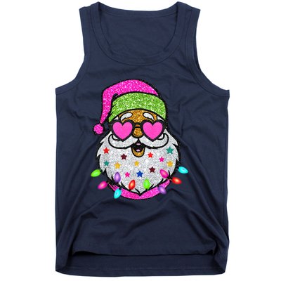 Funny Santa With Sunglasses Christmas Pink Tank Top