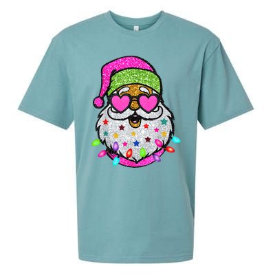 Funny Santa With Sunglasses Christmas Pink Sueded Cloud Jersey T-Shirt