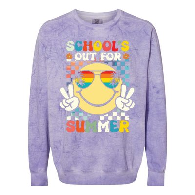 Funny Smile Wearing Sunglasses Schools Out For Summer Colorblast Crewneck Sweatshirt