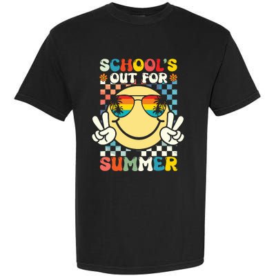 Funny Smile Wearing Sunglasses Schools Out For Summer Garment-Dyed Heavyweight T-Shirt