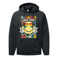 Funny Smile Wearing Sunglasses Schools Out For Summer Performance Fleece Hoodie