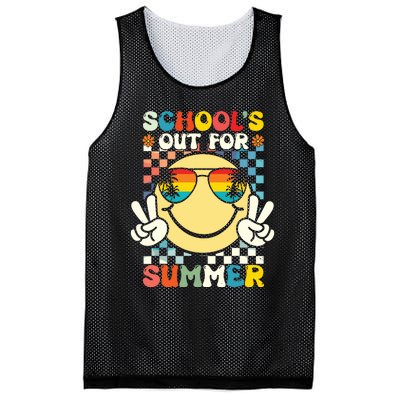 Funny Smile Wearing Sunglasses Schools Out For Summer Mesh Reversible Basketball Jersey Tank