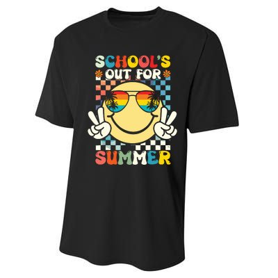 Funny Smile Wearing Sunglasses Schools Out For Summer Performance Sprint T-Shirt