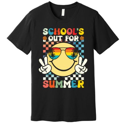 Funny Smile Wearing Sunglasses Schools Out For Summer Premium T-Shirt