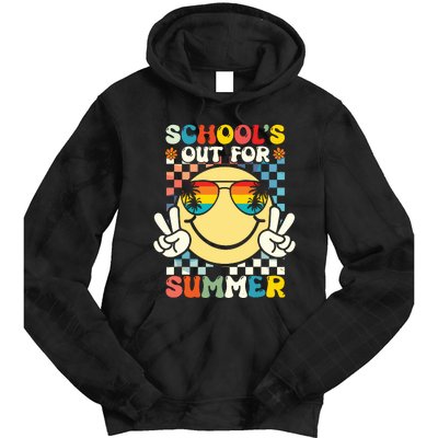 Funny Smile Wearing Sunglasses Schools Out For Summer Tie Dye Hoodie