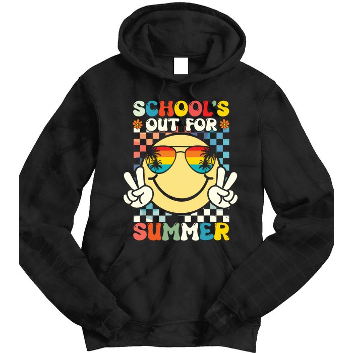 Funny Smile Wearing Sunglasses Schools Out For Summer Tie Dye Hoodie