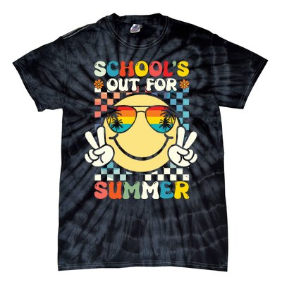 Funny Smile Wearing Sunglasses Schools Out For Summer Tie-Dye T-Shirt