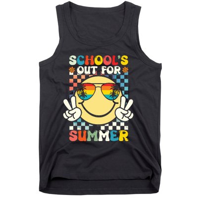 Funny Smile Wearing Sunglasses Schools Out For Summer Tank Top