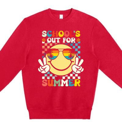 Funny Smile Wearing Sunglasses Schools Out For Summer Premium Crewneck Sweatshirt