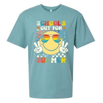 Funny Smile Wearing Sunglasses Schools Out For Summer Sueded Cloud Jersey T-Shirt