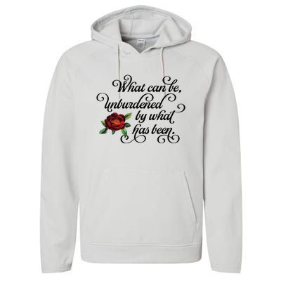 Floral Script What Can Be Unburdened By What Has Been Performance Fleece Hoodie