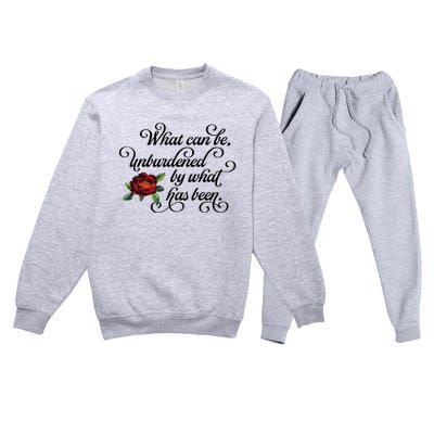 Floral Script What Can Be Unburdened By What Has Been Premium Crewneck Sweatsuit Set