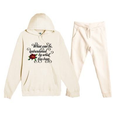 Floral Script What Can Be Unburdened By What Has Been Premium Hooded Sweatsuit Set