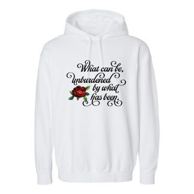 Floral Script What Can Be Unburdened By What Has Been Garment-Dyed Fleece Hoodie