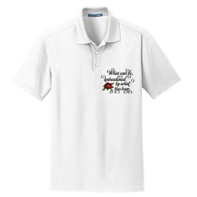 Floral Script What Can Be Unburdened By What Has Been Dry Zone Grid Polo