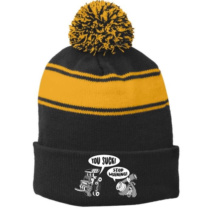 Funny Stop Whining Car Mechanic Precision Turbo For Men Stripe Pom Pom Beanie