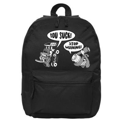 Funny Stop Whining Car Mechanic Precision Turbo For Men 16 in Basic Backpack
