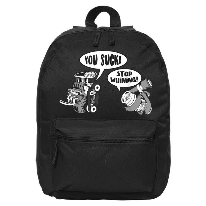 Funny Stop Whining Car Mechanic Precision Turbo For Men 16 in Basic Backpack