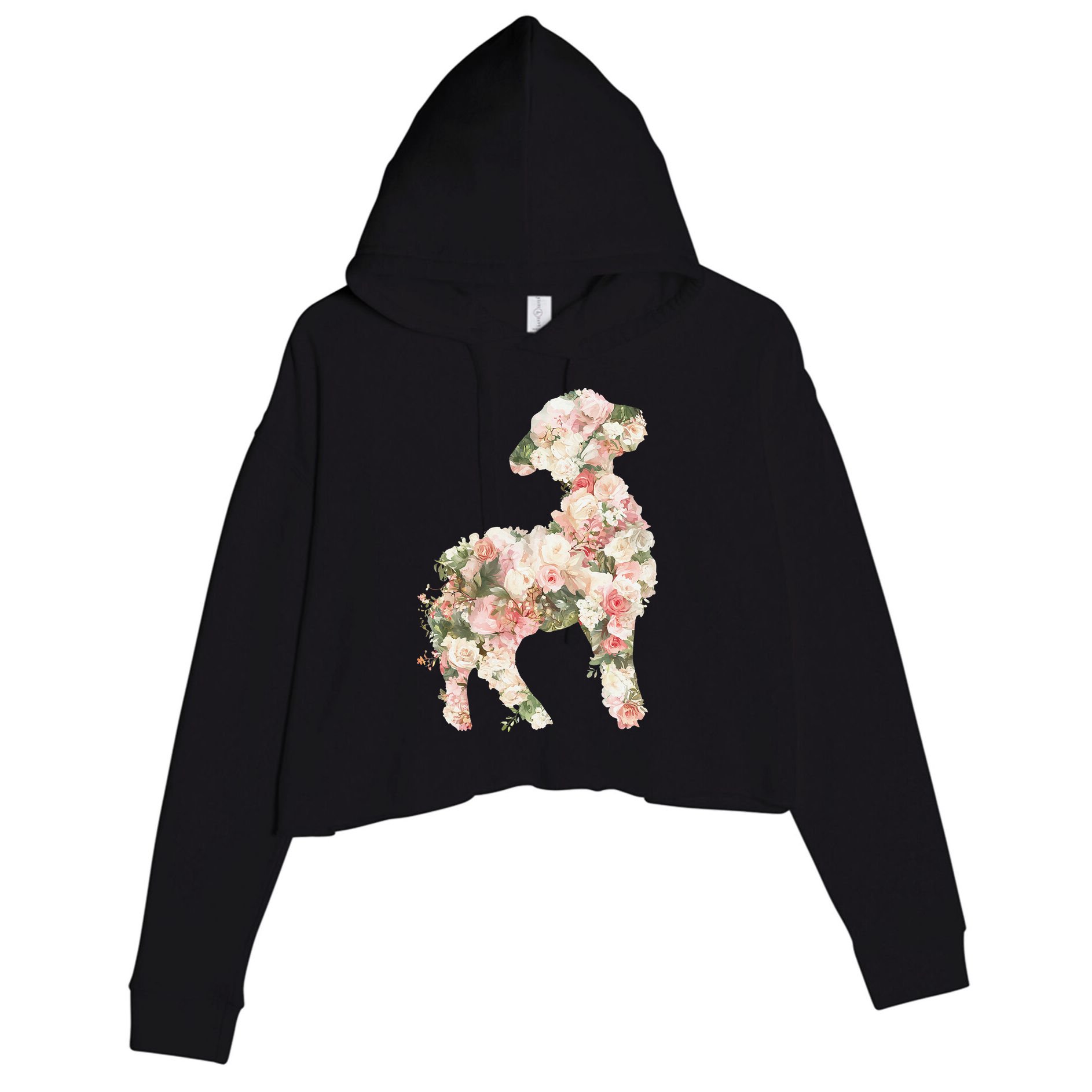Floral Spring Women Flower Lamb Crop Fleece Hoodie