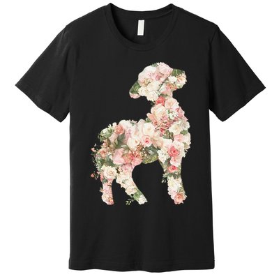 Floral Spring Women Flower Lamb Premium T-Shirt