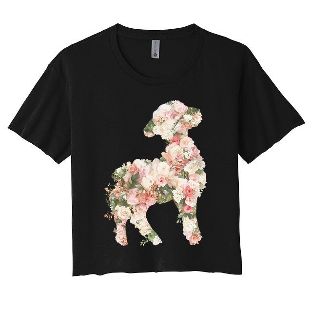 Floral Spring Women Flower Lamb Women's Crop Top Tee