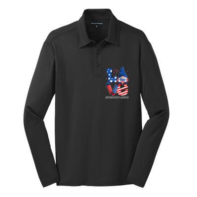 Food Service Worker Love 4th Of July Gnome Usa Patriotic Cool Gift Silk Touch Performance Long Sleeve Polo