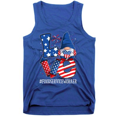 Food Service Worker Love 4th Of July Gnome Usa Patriotic Cool Gift Tank Top