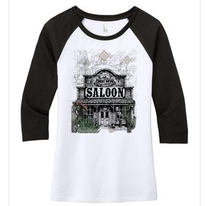 Frontier Spirit Western Saloon Women's Tri-Blend 3/4-Sleeve Raglan Shirt