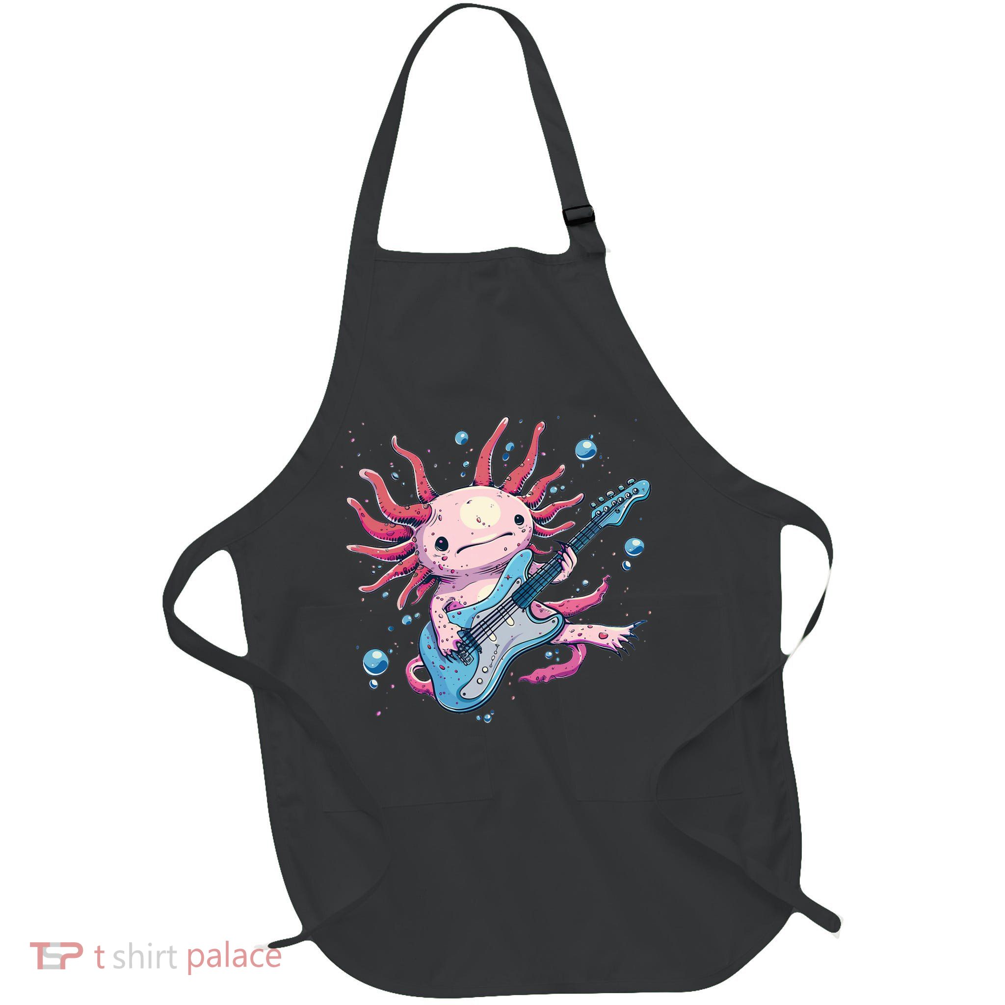 Funny Salamander With Guitar For Axolotl Costume Lovers Full-Length Apron With Pockets