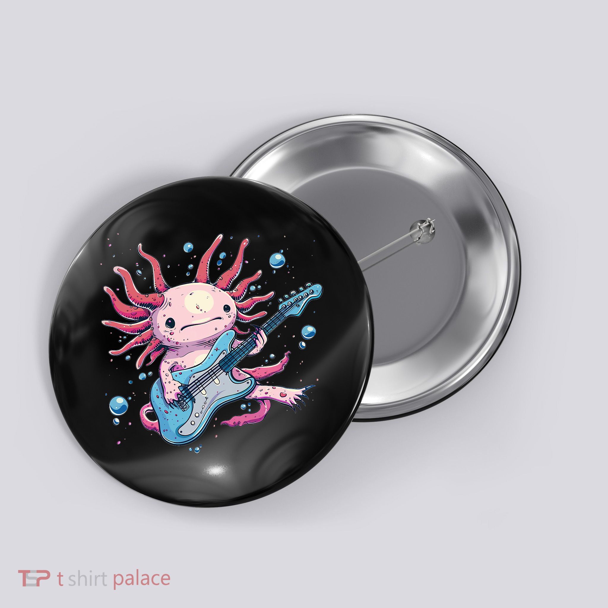Funny Salamander With Guitar For Axolotl Costume Lovers Button