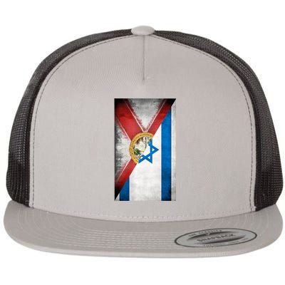 Florida Stands With Israeli Flag Florida Flag Flat Bill Trucker Hat