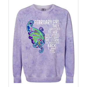 February She Whispered Back I Am The Storm Butterfly Colorblast Crewneck Sweatshirt