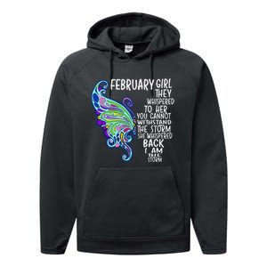 February She Whispered Back I Am The Storm Butterfly Performance Fleece Hoodie