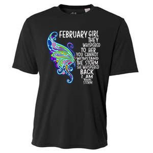 February She Whispered Back I Am The Storm Butterfly Cooling Performance Crew T-Shirt