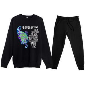 February She Whispered Back I Am The Storm Butterfly Premium Crewneck Sweatsuit Set