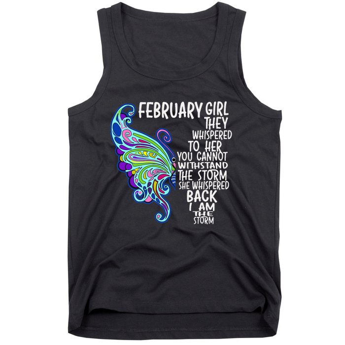 February She Whispered Back I Am The Storm Butterfly Tank Top