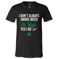 Funny Smoke Weed Marijuana Stoner V-Neck T-Shirt