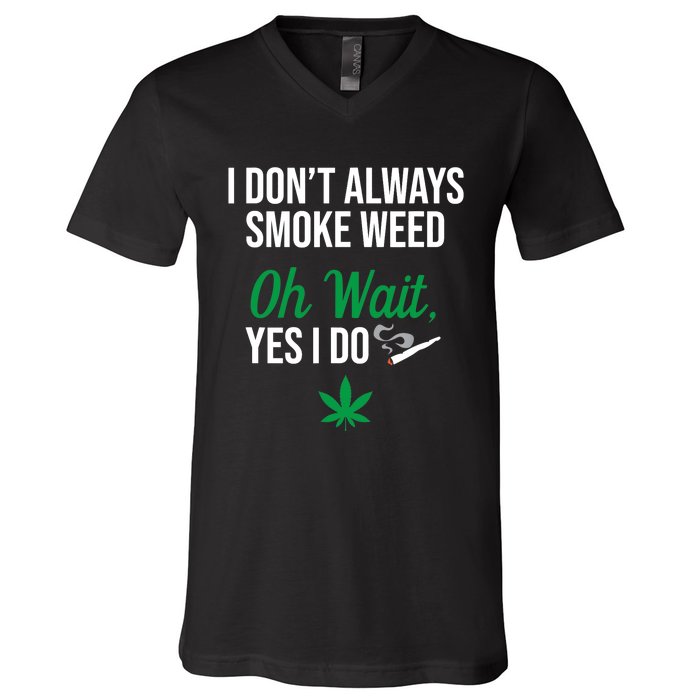 Funny Smoke Weed Marijuana Stoner V-Neck T-Shirt