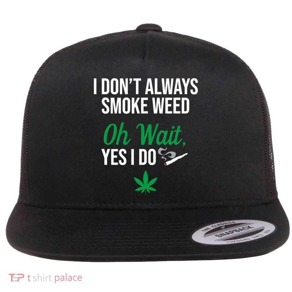 Funny Smoke Weed Marijuana Stoner Flatbill Hat