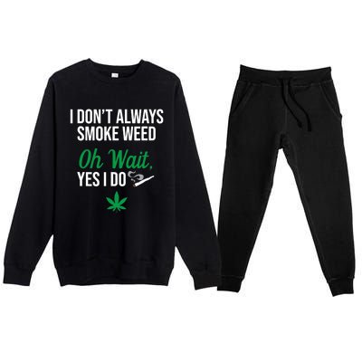 Funny Smoke Weed Marijuana Stoner Premium Crewneck Sweatsuit Set