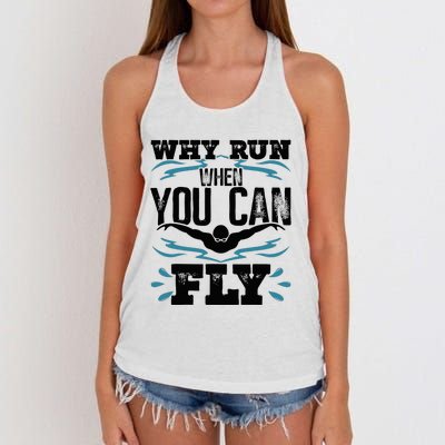 Funny Swimming Why Run When You Can Fly Women's Knotted Racerback Tank