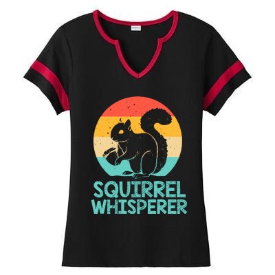 Funny Squirrel Whisperer Art Squirrel Lover Ladies Halftime Notch Neck Tee