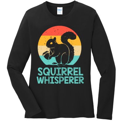 Funny Squirrel Whisperer Art Squirrel Lover Ladies Long Sleeve Shirt