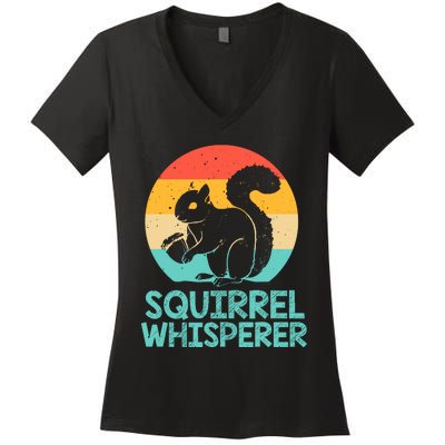 Funny Squirrel Whisperer Art Squirrel Lover Women's V-Neck T-Shirt